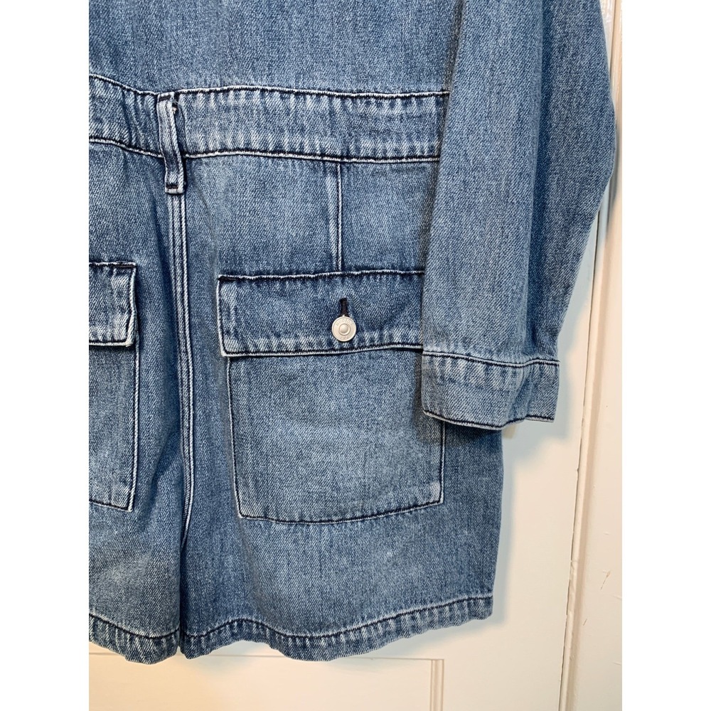 Hudson Jeans Blue Denim M Utility Romper Drawstring Ruffle Collar Long Sleeves - Picture 6 of 16